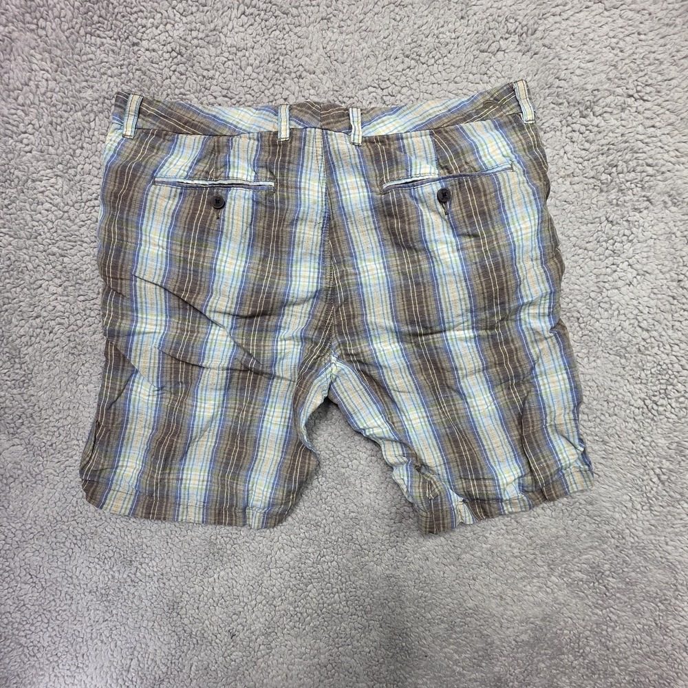 Tommy Bahama Shorts Mens Size 38 X 10 Blue Plaid Linen Casual Flat Front Chino - Picture 6 of 6